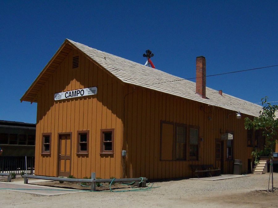 The historic Campo railway depot, home of the Pacific Southwest Railway Museum